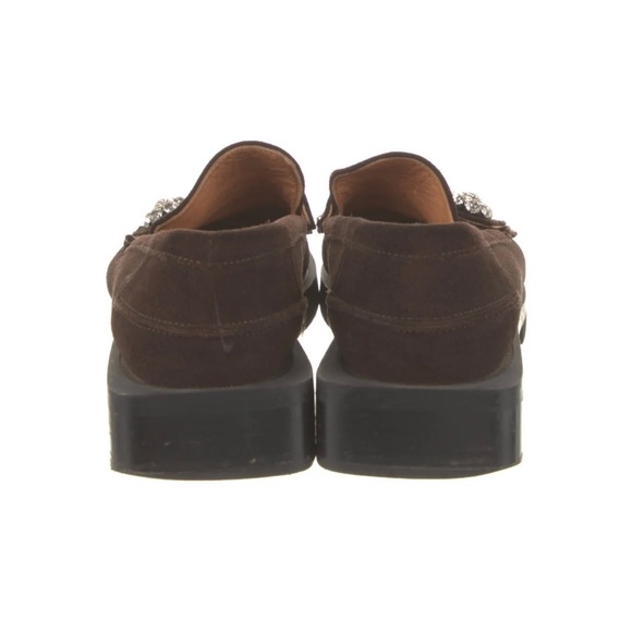 Ganni Brown Suede Crystal Embellishments Loafers - Picture 4 of 5